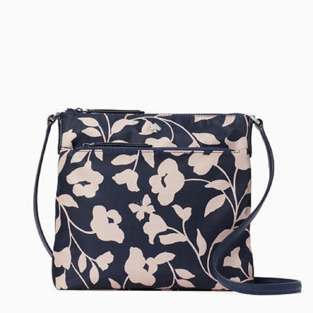 Kate Spade Blue and Pink Jae Garden Vine Flat Preppy Crossbody Cottagecore